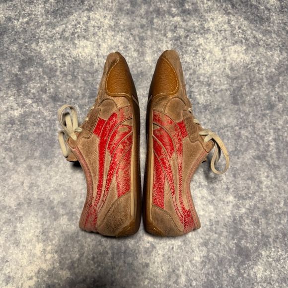 Kowalski Shoes - Kowalski Tan Suede Red Stripe Low Top Sneakers Made in Spain EU 38